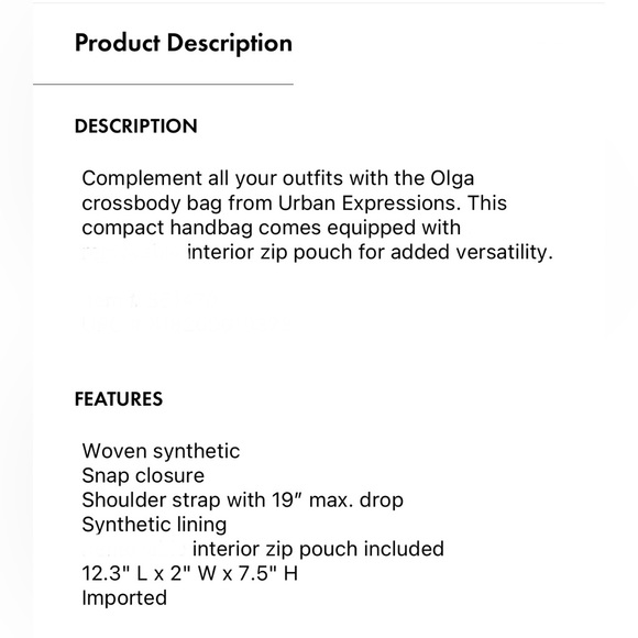 Urban Expressions Tan Crossbody Bag - Picture 2 of 13